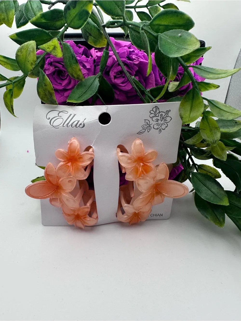 Hair Accessory Floral Claw Clips- Peach